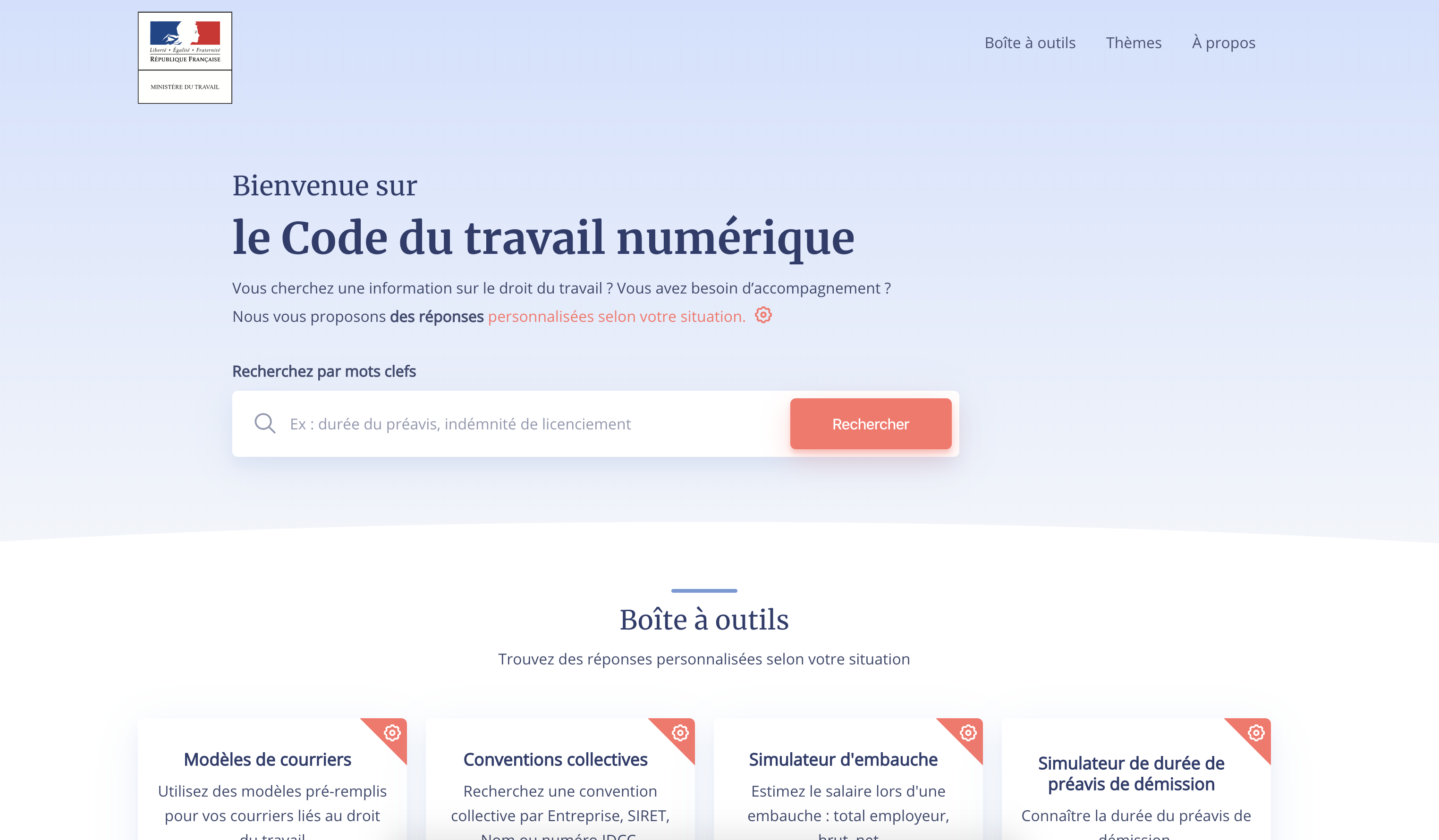 Interface de Code du travail numérique