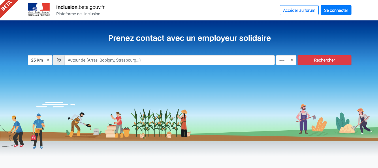 Interface de Les emplois de l'inclusion (ITOU)