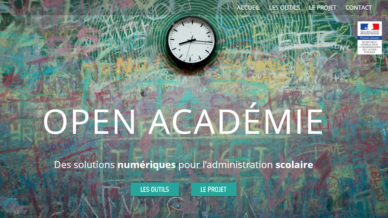 Interface de Open Académie