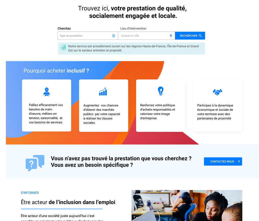 Interface de Le marché de l'inclusion (ITOU)