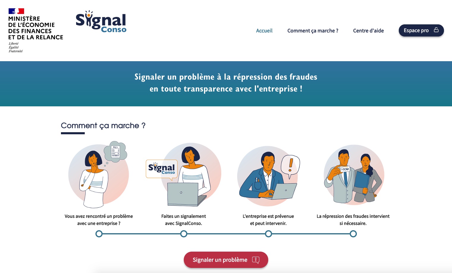 Interface de SignalConso